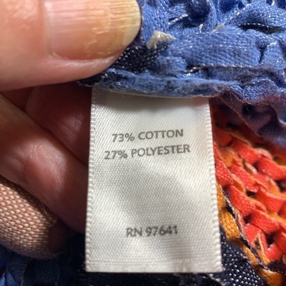 J. Jill blue/coral striped ribbon knit sweater, large, colorful, versatile - Picture 6 of 6